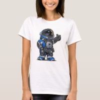 Space Engineers Cartoon Vrouw Tshirt - Blauw