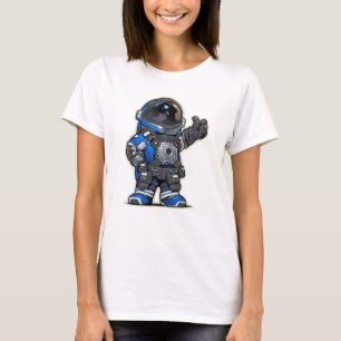 Space Engineers Cartoon Vrouw Tshirt - Blauw