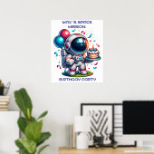 Space Explorer Astronaut Birthday Poster Custom (Bureau à domicile)