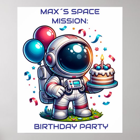 Space Explorer Astronaut Birthday Poster Custom (Devant)