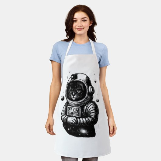 Space Explorer Cat with Helmet - Apron Schort (Gedragen)
