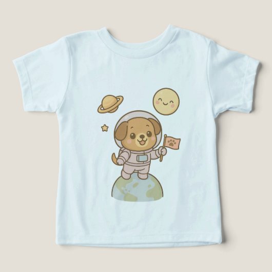 Space Explorer Chiot - Astronaut Chien avec drapea (Design Recto)