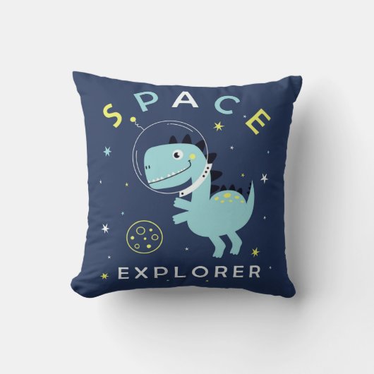 Space Explorer Dinosaur Kind Kussen (Voorkant)