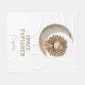 Space Explorer Fairy Moon – Persoonlijke naam Fleece Deken (Voorkant (Horizontaal))