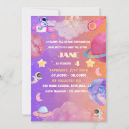 Space Explorer Girl Verjaardag Uitnodiging – Bewer