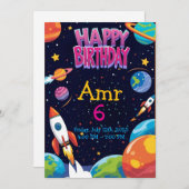 Space Explorer Invitation d'anniversaire pour les  (Devant / Derrière)