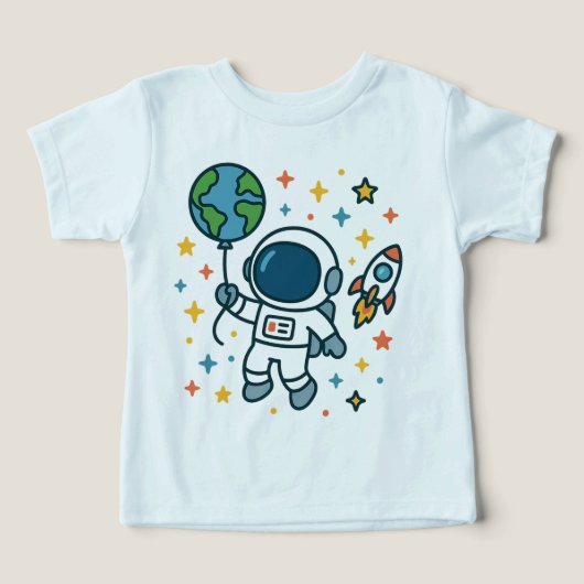 Space Explorer Kid – Astronaut with Earth Balloon  (Design voorkant)