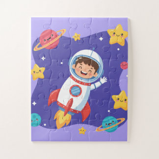 Space Explorer Kids Puzzle | Cute Astronaut & Plan Legpuzzel