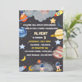 Space Explorers Verjaardag Uitnodiging voor Kinder (Staand voorkant)