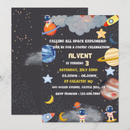 Space Explorers Verjaardag Uitnodiging voor Kinder