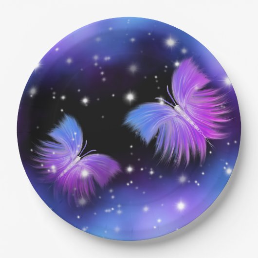 Space Fantasy Butterflies Cosmic Papieren Bordje (Voorkant)