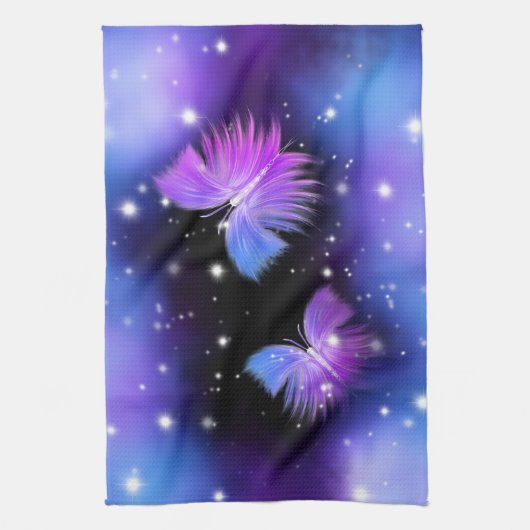 Space Fantasy Butterflies Cosmic Theedoek (Verticaal)