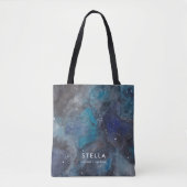 Space Galaxy Aangepaste naam Stars Canvas tas (Voorkant)