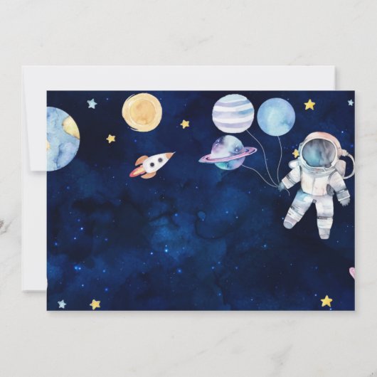 Space Galaxy Boy 1er Anniversaire Invitation (Dos)
