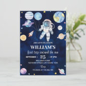Space Galaxy Boy 1er Anniversaire Invitation (Debout devant)