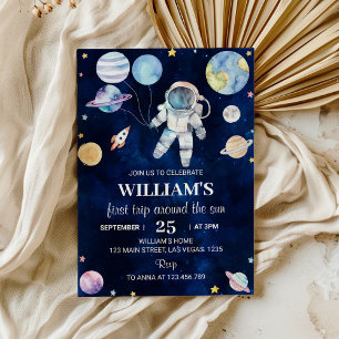 Space Galaxy Boy 1er Anniversaire Invitation