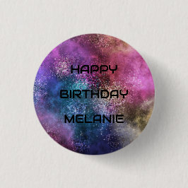 Space Galaxy Happy Birthday Ronde Button 3,2 Cm