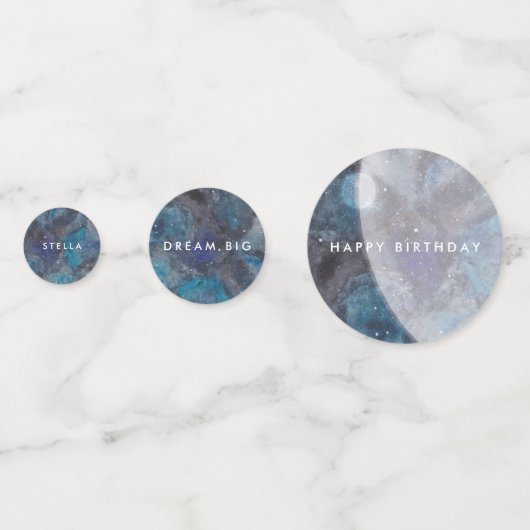 Space Galaxy Party Waterverf gepersonaliseerd Confetti (Achterkanten)