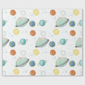 Space Galaxy Planets, Stars & Rocket Orbits astro Cadeaupapier (Vlak)