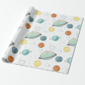 Space Galaxy Planets, Stars & Rocket Orbits astro Cadeaupapier (Uitgerold)