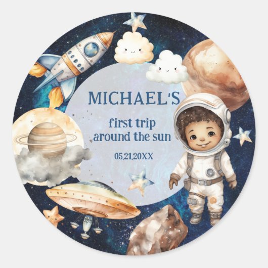 Space Galaxy Premier voyage autour du Sticker Sole (Devant)