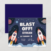 Space Galaxy Verjaardag Uitnodiging Kaart (Voorkant / Achterkant)