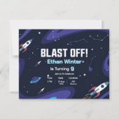 Space Galaxy Verjaardag Uitnodiging Kaart (Voorkant)