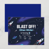 Space Galaxy Verjaardag Uitnodiging Kaart (Voorkant / Achterkant)