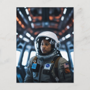 Space Girl Astronaut v7 Briefkaart