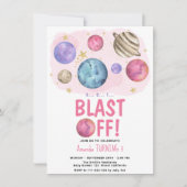Space Girl Blast van verjaardagsfeest Kaart (Voorkant)