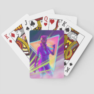 Space Girl Synthwave Cyberpunk Futuristic Art Pokerkaarten