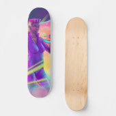 Space Girl Synthwave Cyberpunk Futuristic Art Skateboard (Voorkant)
