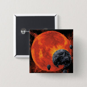 Space Graveyard Skull Halloween Galaxy of Horrors Vierkante Button 5,1 Cm