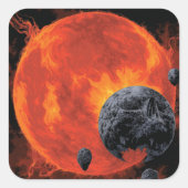 Space Graveyard Skull Halloween Galaxy of Horrors Vierkante Sticker (Voorkant)