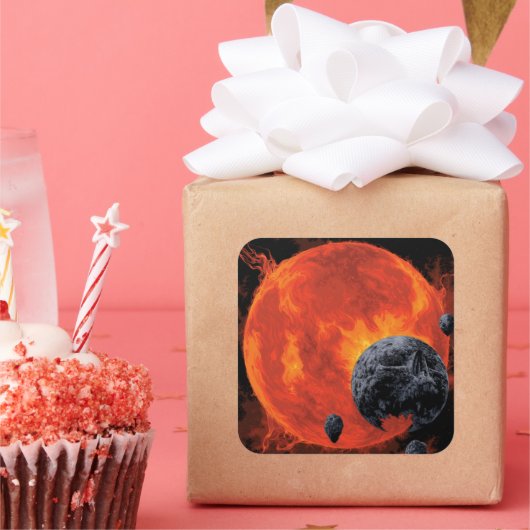 Space Graveyard Skull Halloween Galaxy of Horrors Vierkante Sticker (Feest)