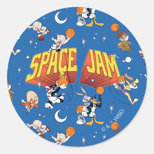 SPACE JAM™ TUNE SQUAD™ Outter Space Pattern Ronde Sticker (Voorkant)
