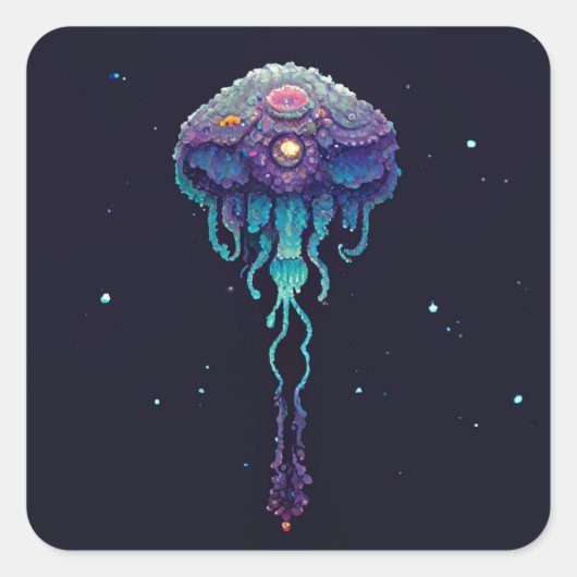 Space Jellyfish Vierkante Sticker (Voorkant)