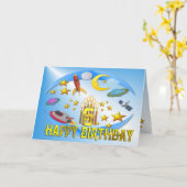 Space Journey 6th. Carte d'anniversaire (Fleur jaune)