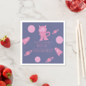 Space Kat Roze Galaxy Verjaardag Servet (Insitu)