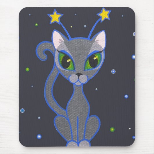 " space kat " zwarte mousepad muismat (Voorkant)