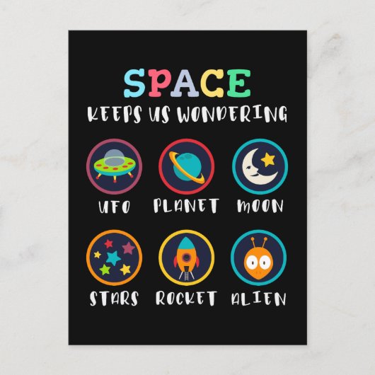 Space keeps us wondering briefkaart (Voorkant)