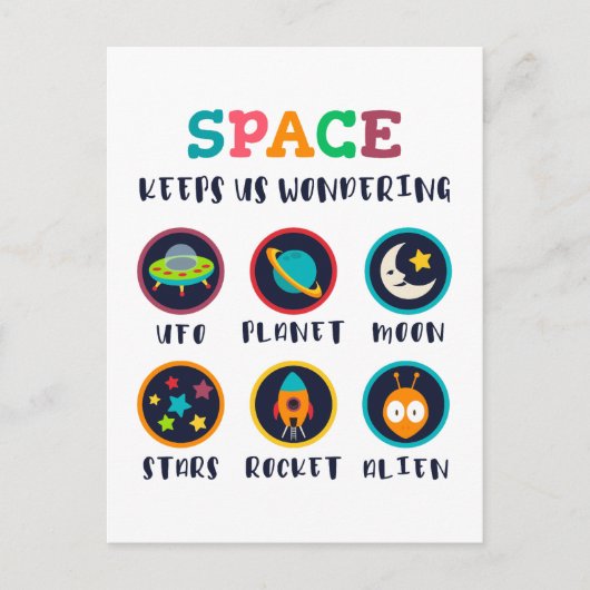Space keeps us wondering briefkaart (Voorkant)