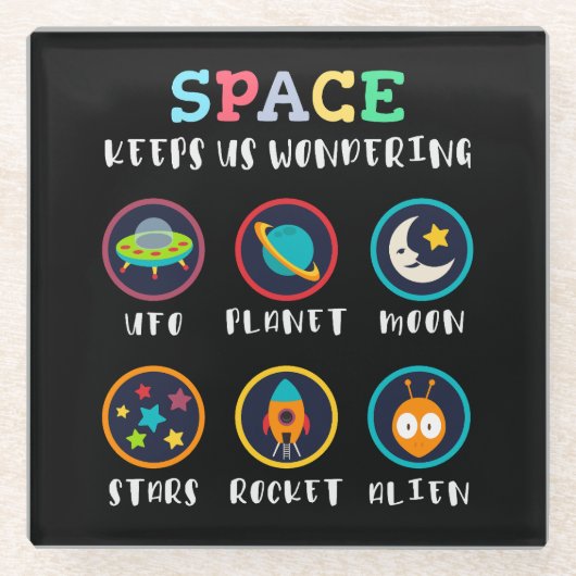 Space keeps us wondering glazen onderzetter (Voorkant)
