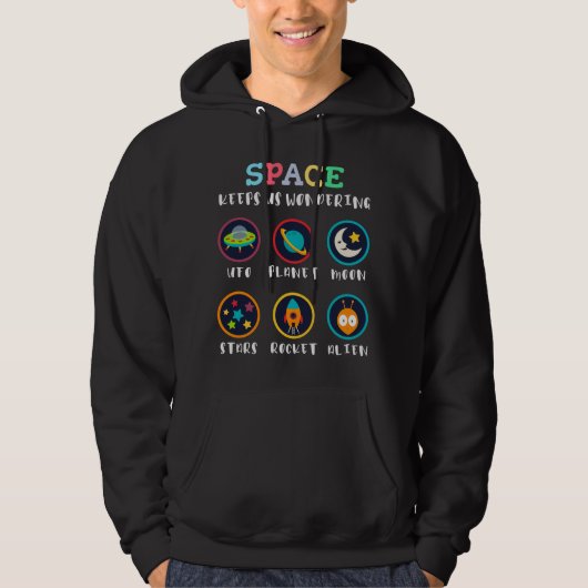 Space keeps us wondering hoodie (Voorkant)