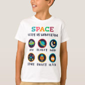 Space keeps us wondering t-shirt (Voorkant)