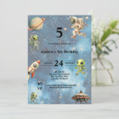 Space Kinder Aliens Astronaut Planets Jongens Verj Kaart (Staand voorkant)