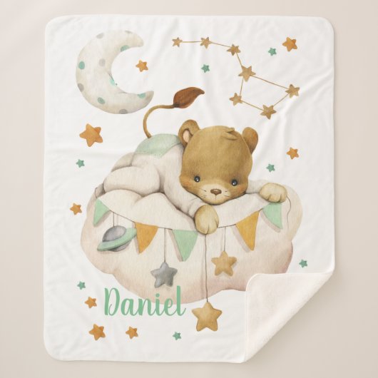 Space Lion Sherpa Blanket Deken (Voorkant)