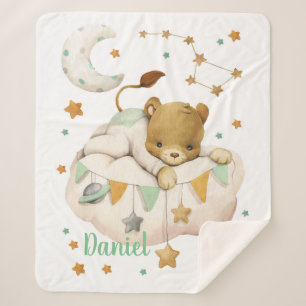 Space Lion Sherpa Blanket Sherpa Deken