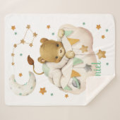 Space Lion Sherpa Blanket Sherpa Deken (Voorkant (horizontaal))