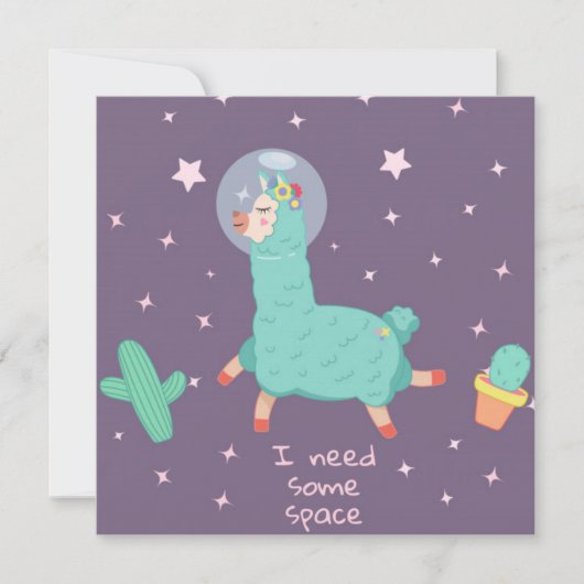 Space Llama Feestdagenkaart (Voorkant)
